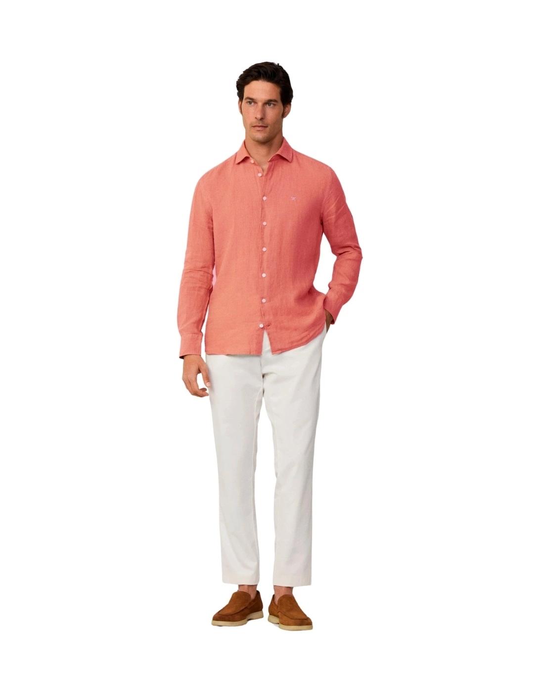 Hackett Camisa de lino Coral