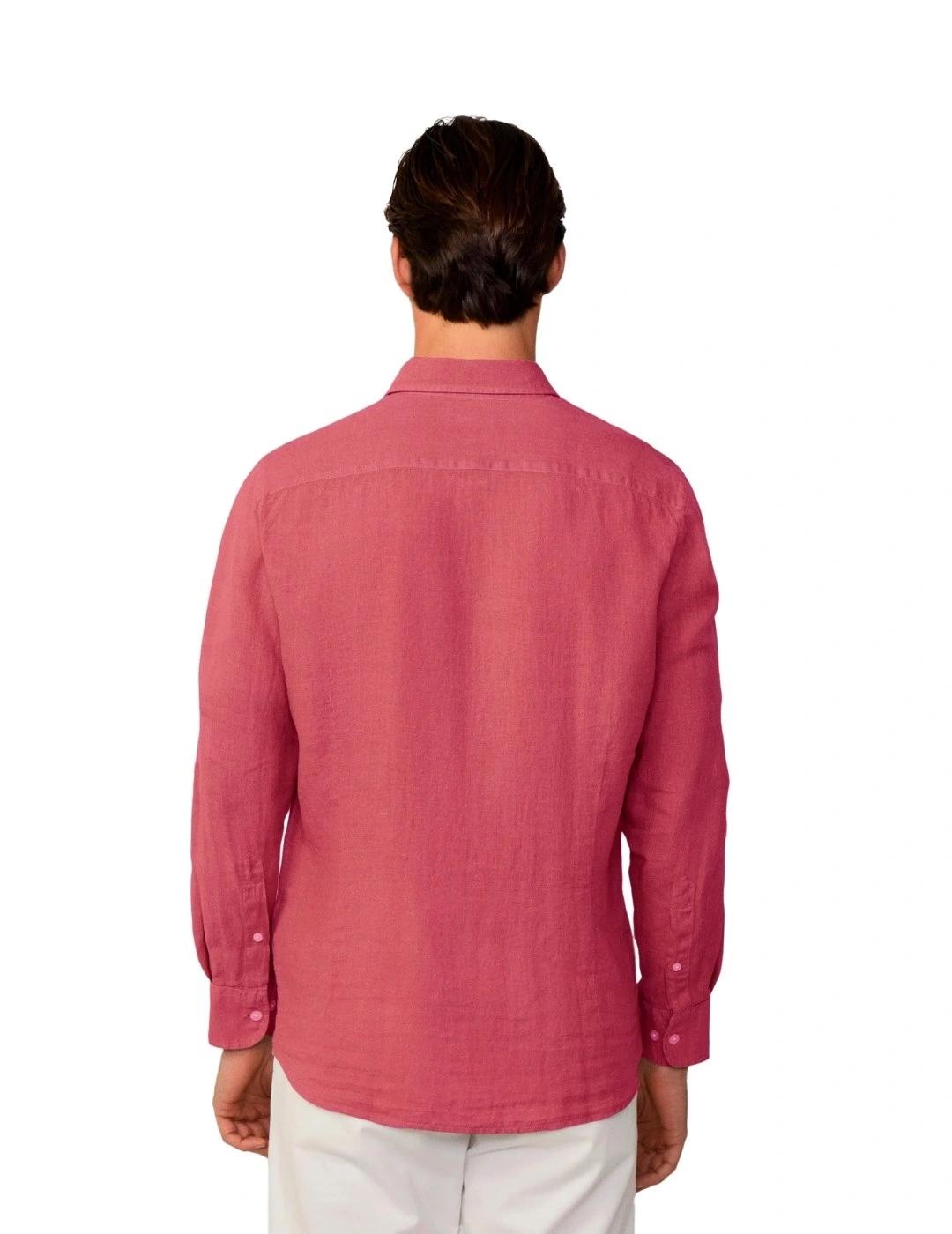 Hackett Camisa de lino Rosa oscuro