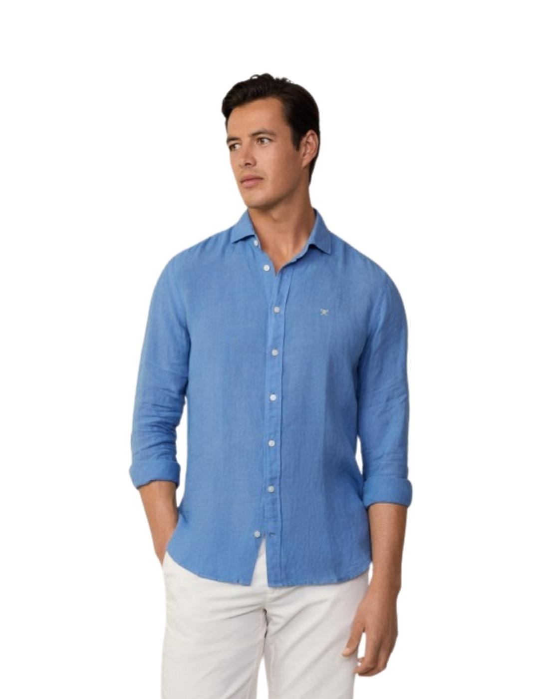 Hackett Camisa de lino Azul medio