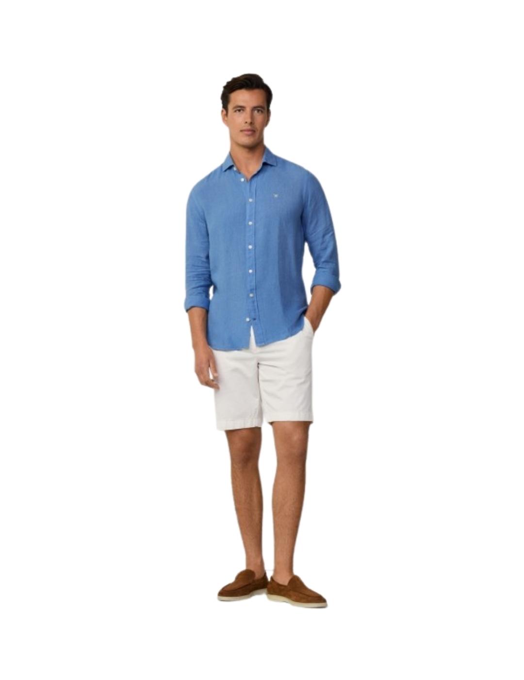 Hackett Camisa de lino Azul medio