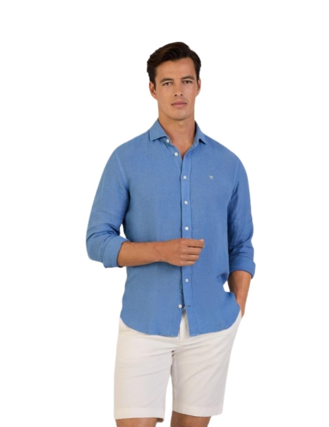 Hackett Camisa de lino Azul medio