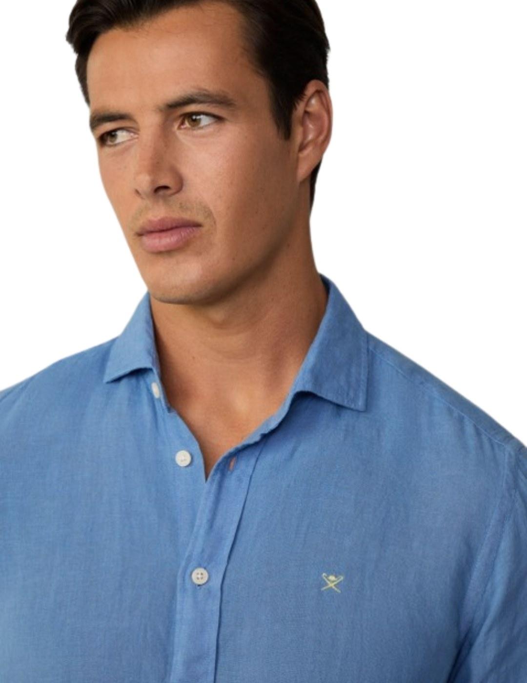 Hackett Camisa de lino Azul medio