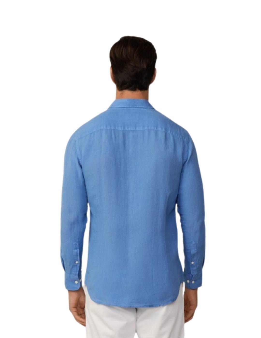 Hackett Camisa de lino Azul medio