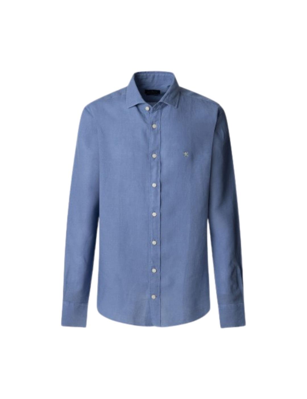 Hackett Camisa de lino Azul medio