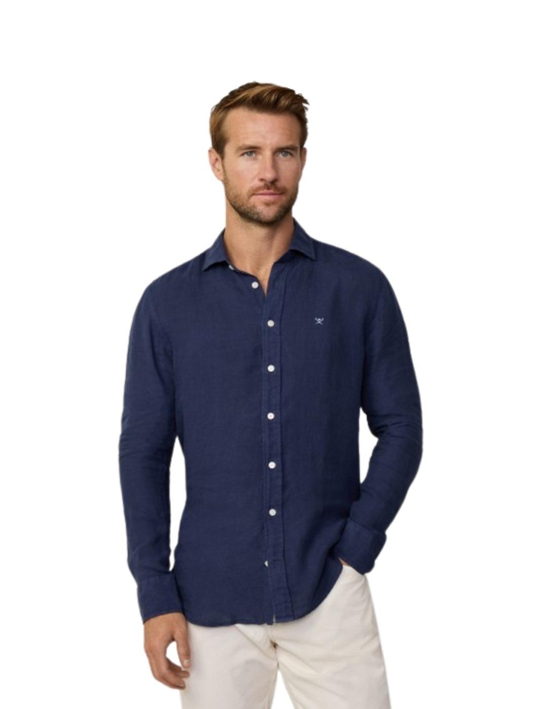 Hackett Camisa de lino Azul tinta