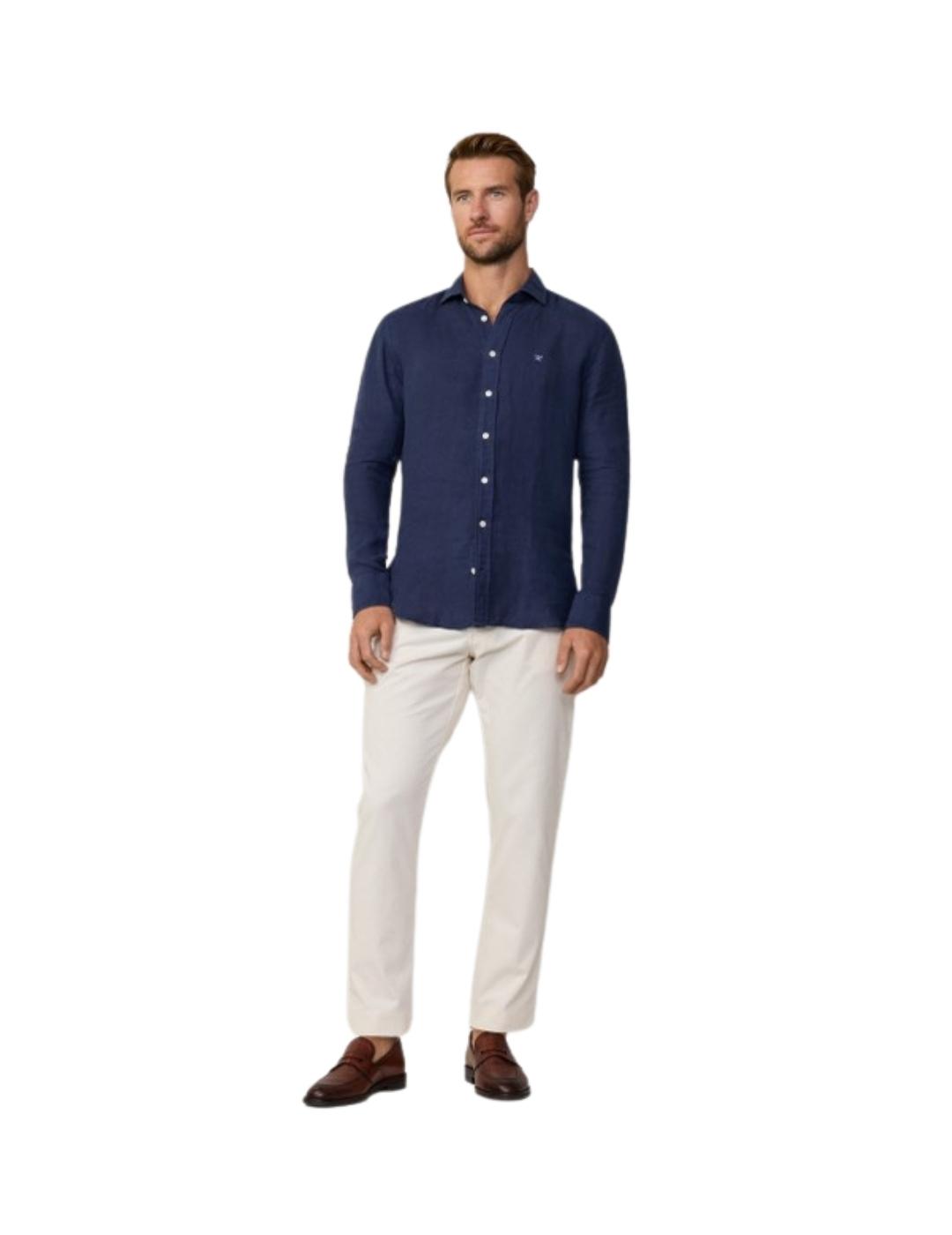 Hackett Camisa de lino Azul tinta