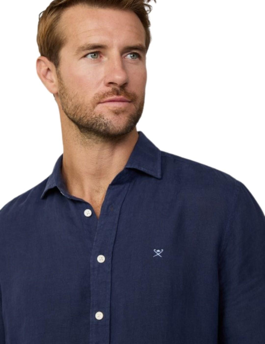 Hackett Camisa de lino Azul tinta