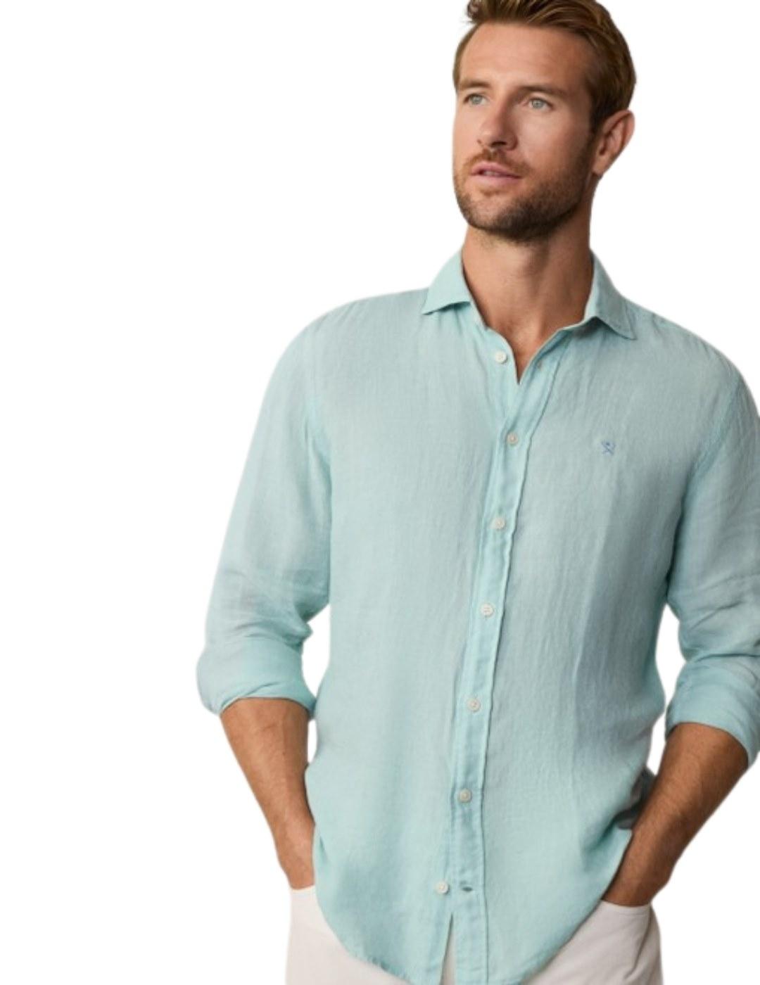 Hackett Camisa de lino Azul medio