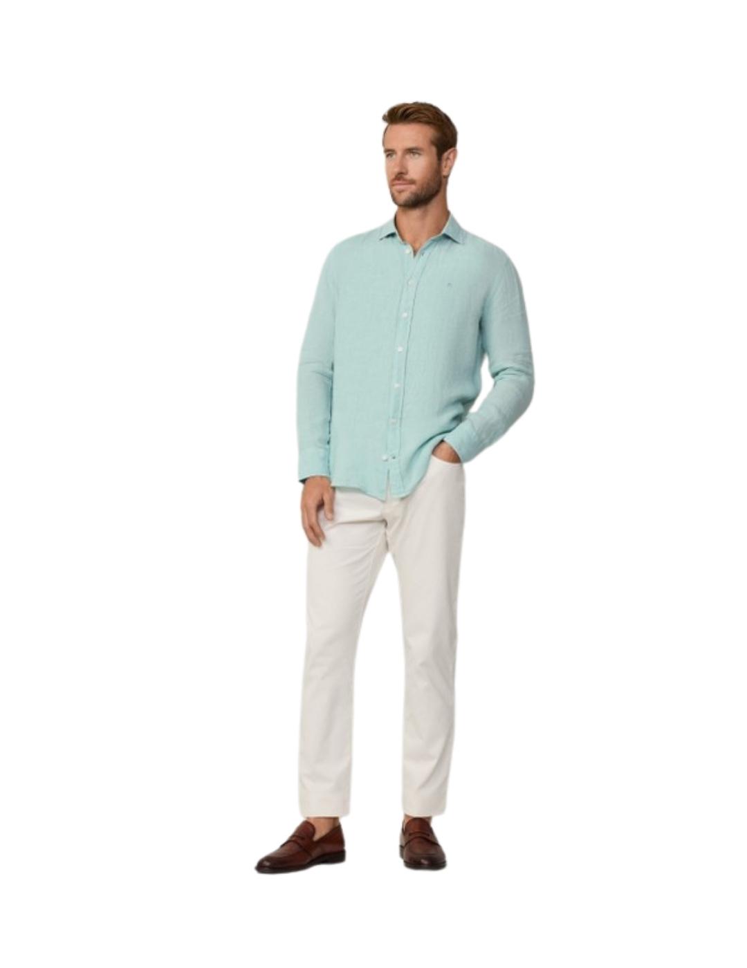 Hackett Camisa de lino Verde menta