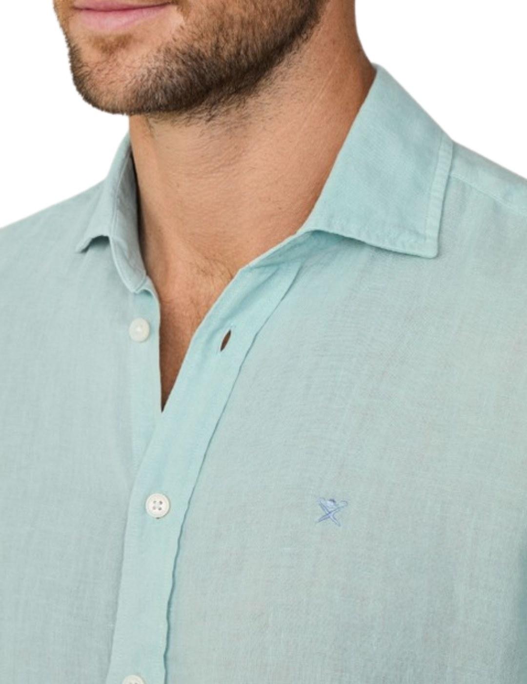 Hackett Camisa de lino Verde menta