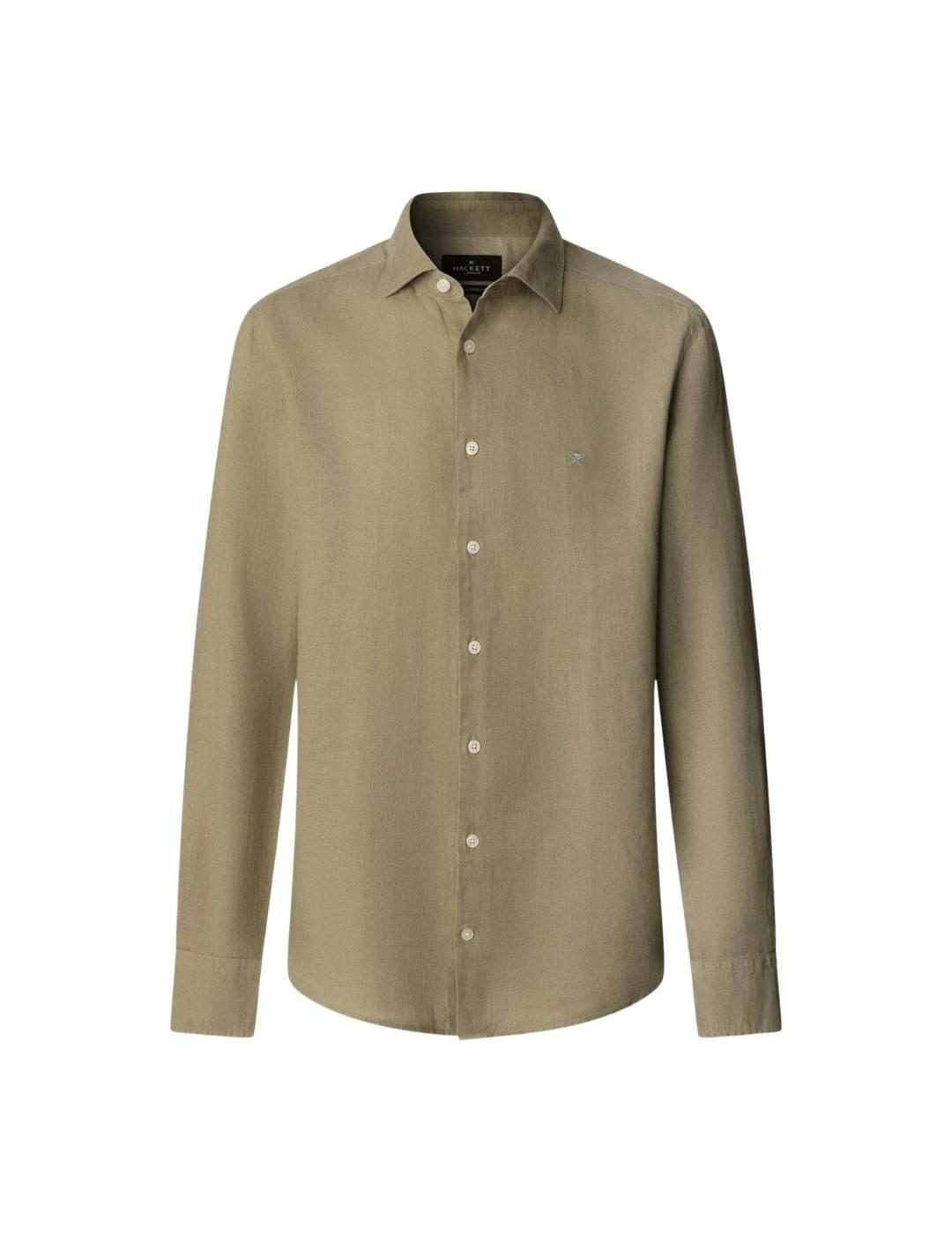Hackett Camisa de lino Verde caqui
