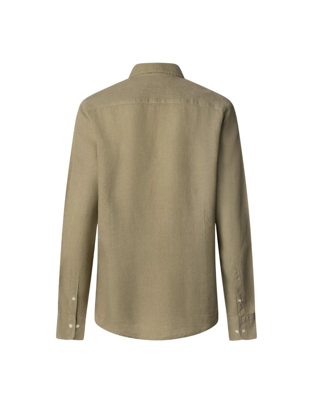 Hackett Camisa de lino Verde caqui