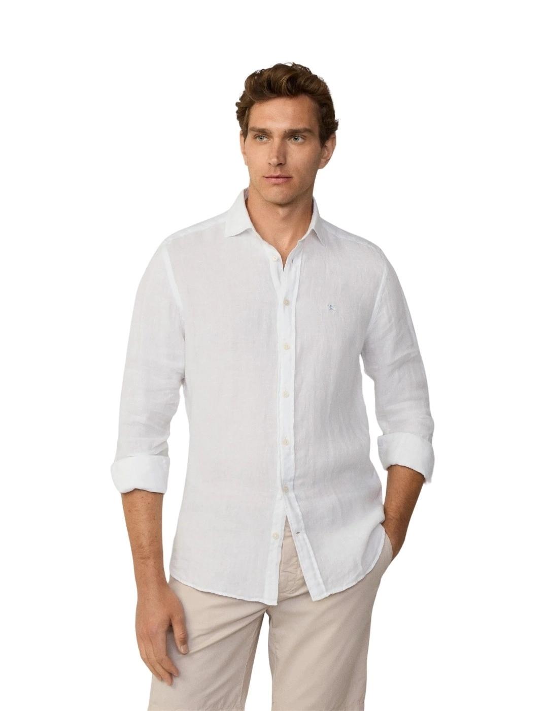 Hackett Camisa de lino Azul medio