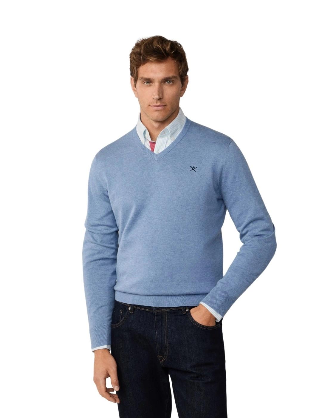 Hackett Jersey cuello pico Azul mar