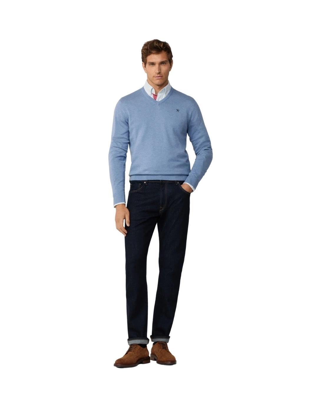 Hackett Jersey cuello pico Azul mar