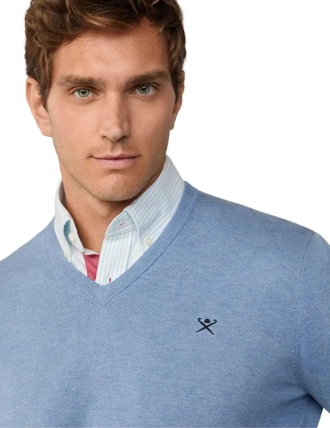 Hackett Jersey cuello pico Azul mar