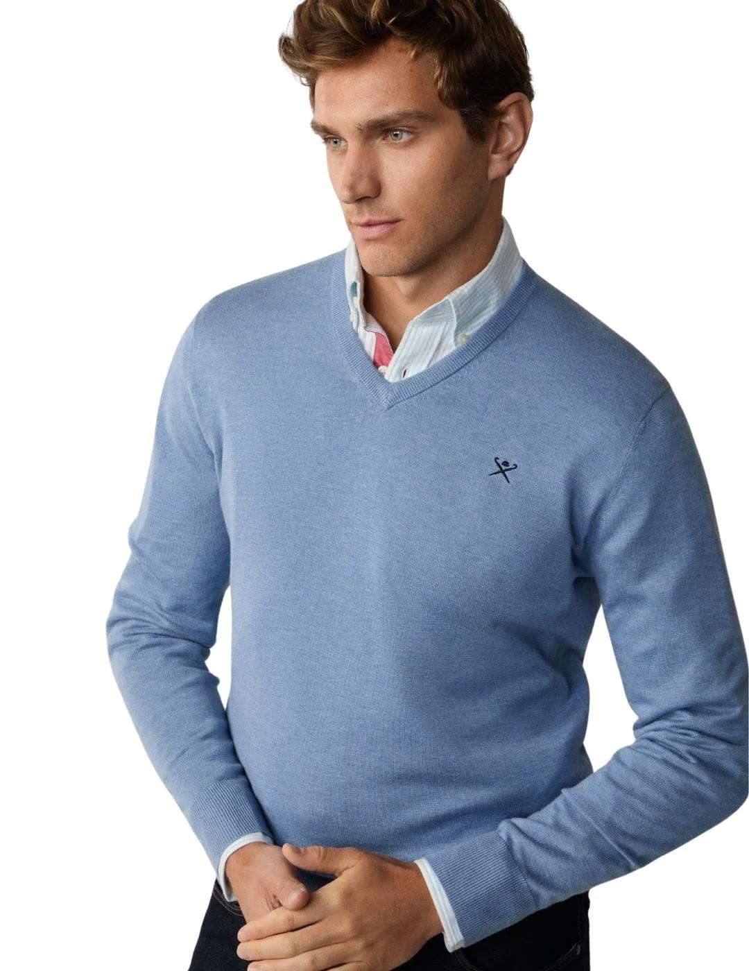 Hackett Jersey cuello pico Azul mar