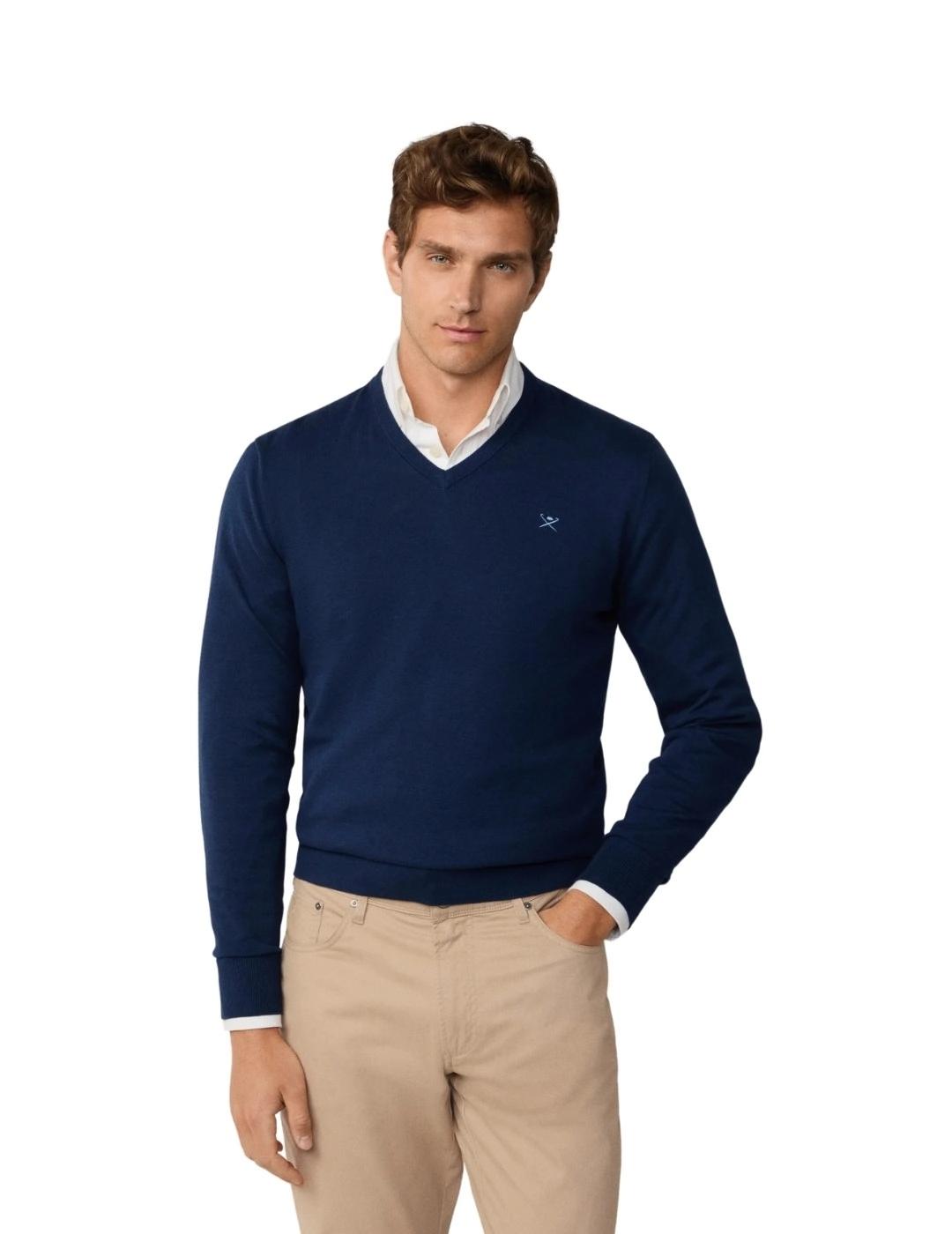Hackett Jersey cuello pico Azul marino