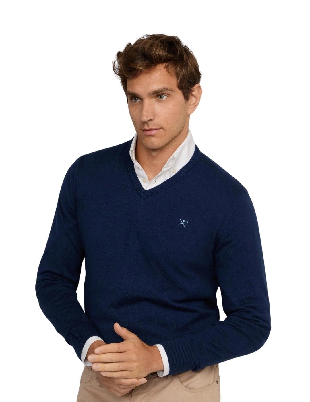 Hackett Jersey cuello pico Azul marino