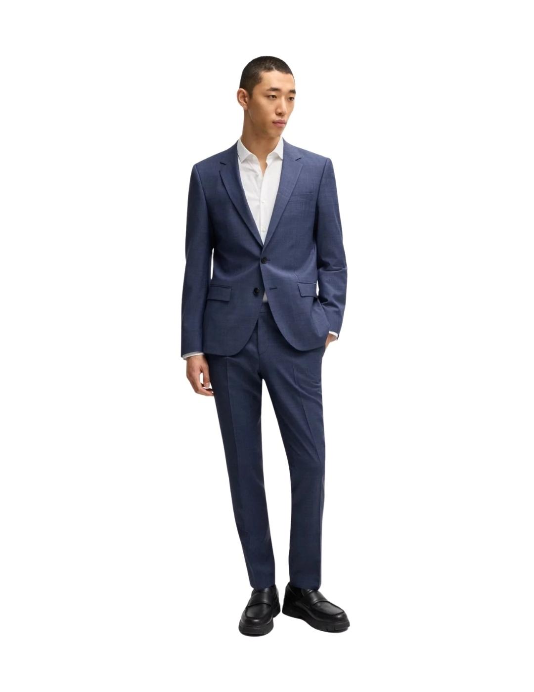 Hugo Boss Traje Slim Fit Tejido elástico Azul