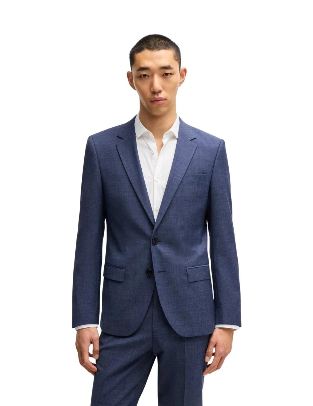 Hugo Boss Traje Slim Fit Tejido elástico Azul