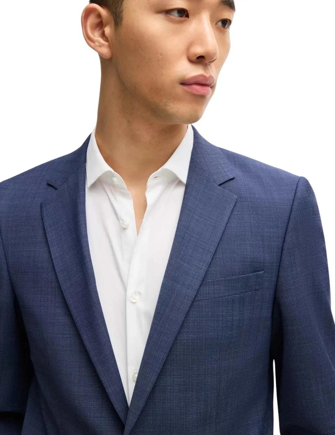 Hugo Boss Traje Slim Fit Tejido elástico Azul