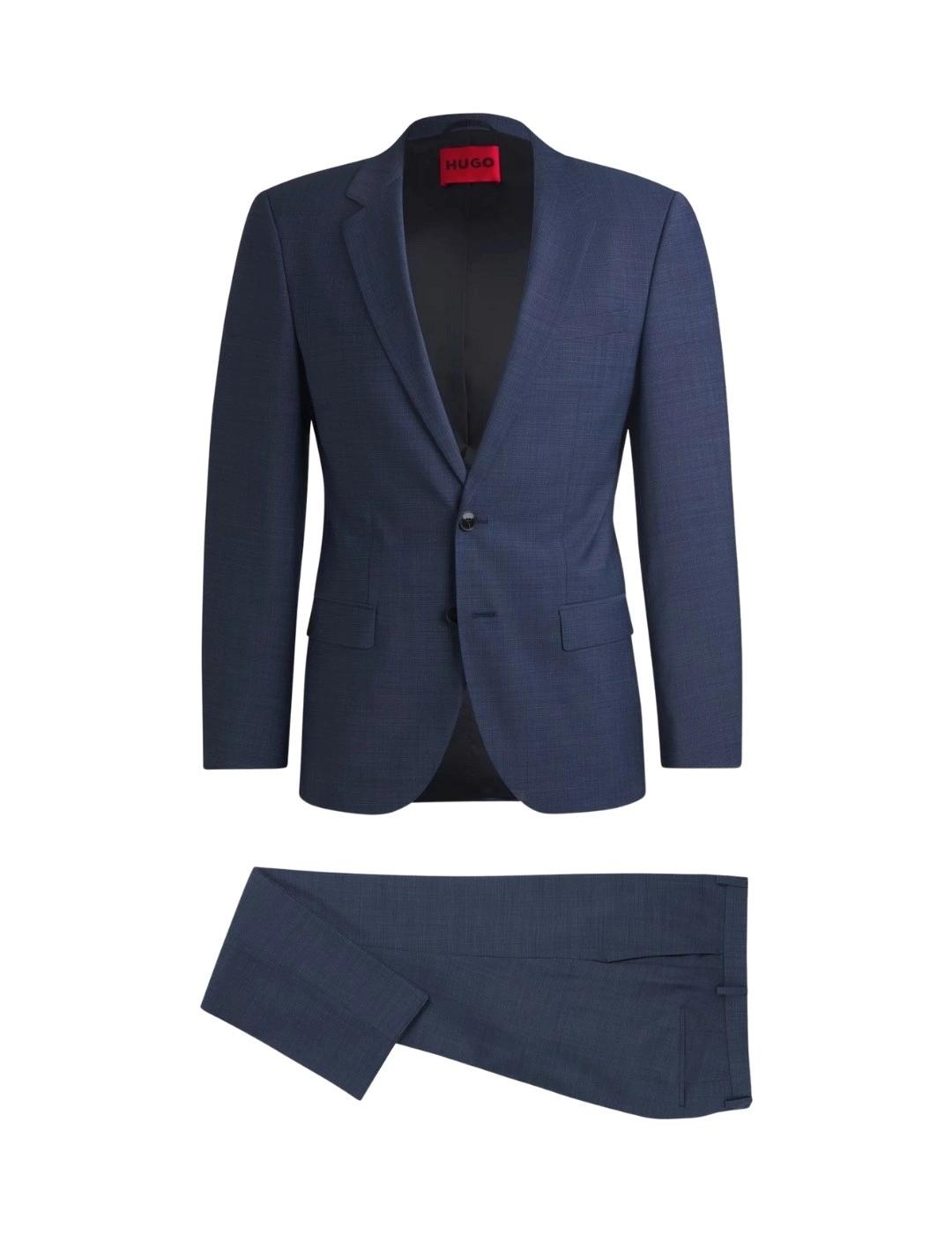Hugo Boss Traje Slim Fit Tejido elástico Azul