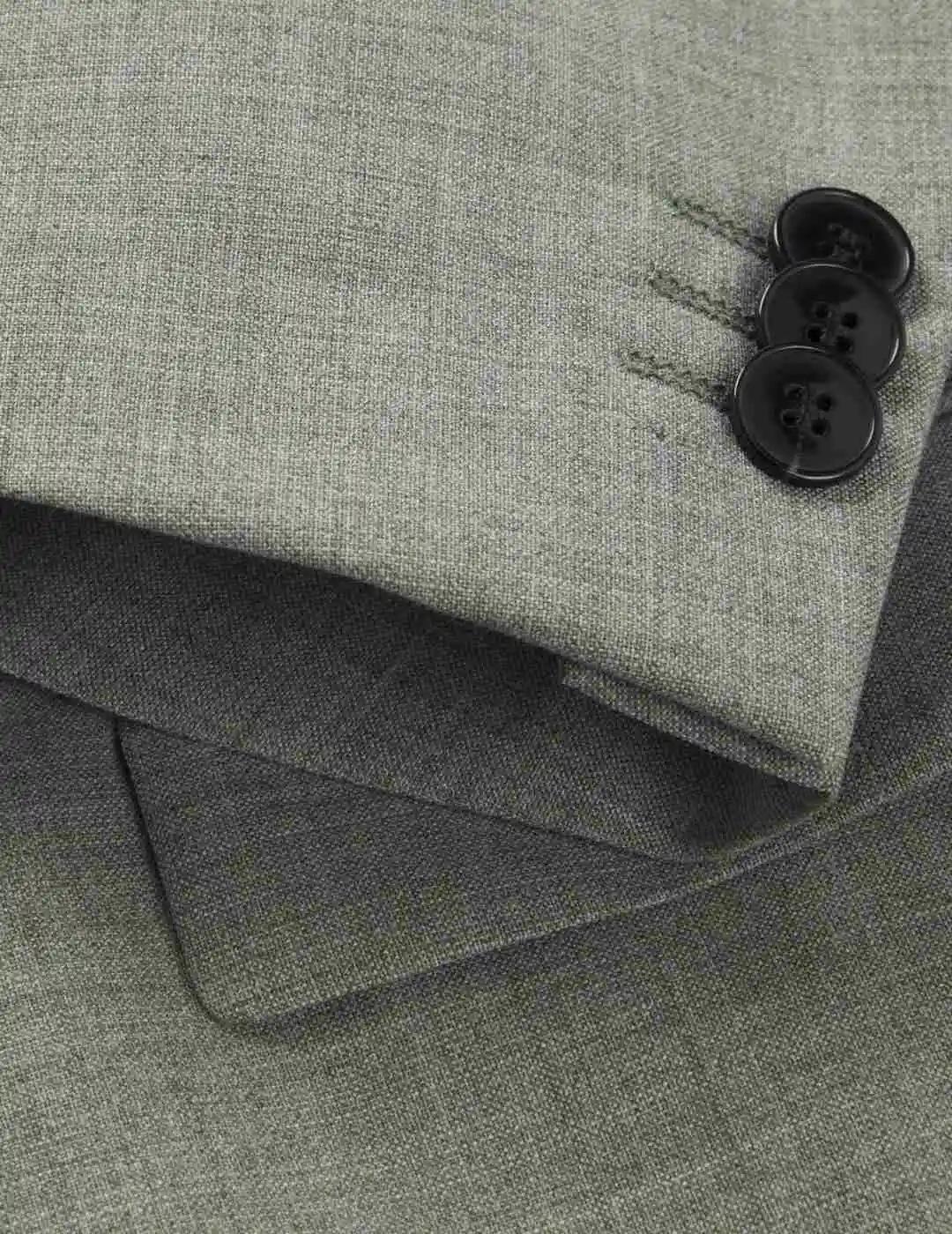 Hugo Boss Traje Extra Slim Fit Lana Jaspeada Verde