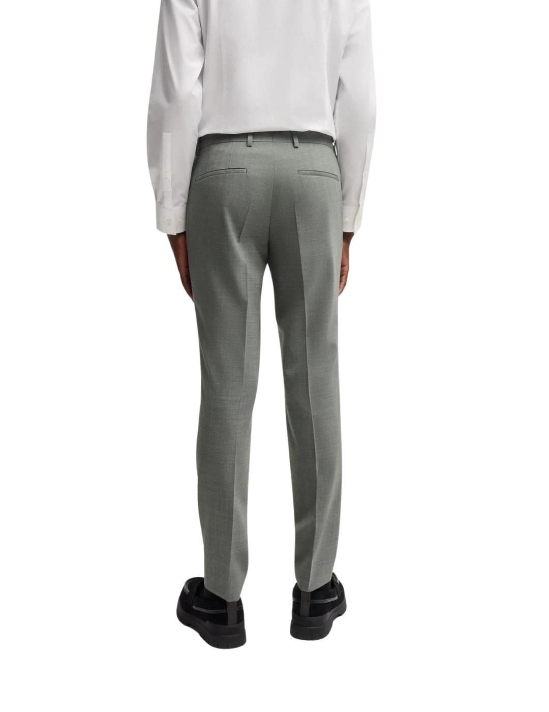 Hugo Boss Traje Extra Slim Fit Lana Jaspeada Verde