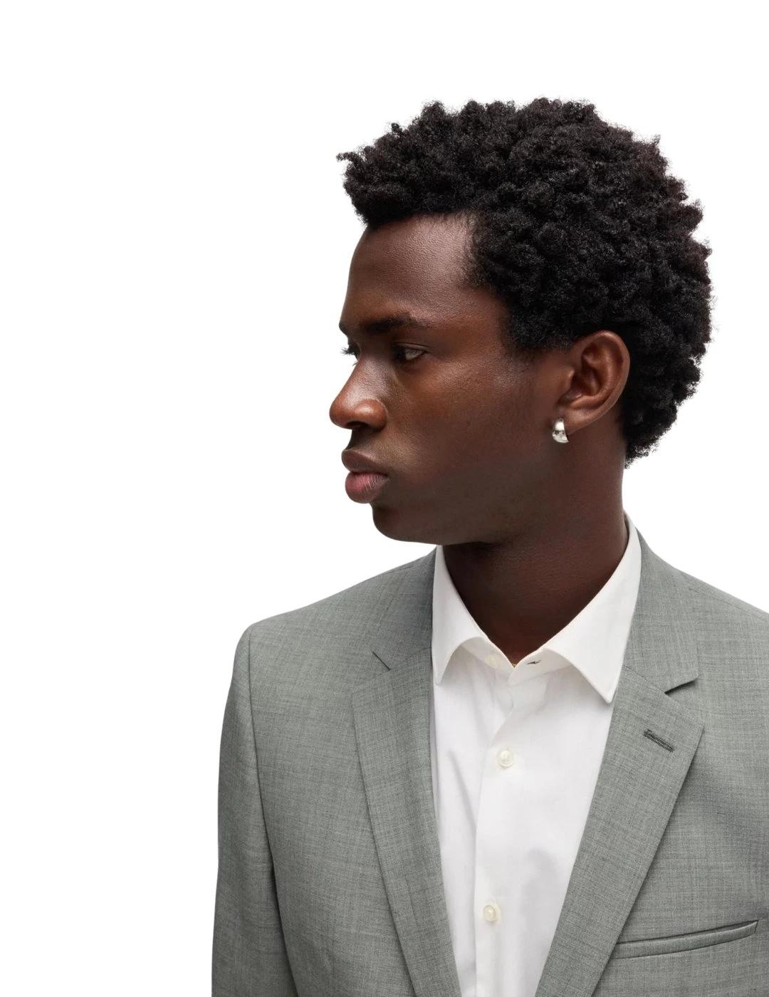 Hugo Boss Traje Extra Slim Fit Lana Jaspeada Verde