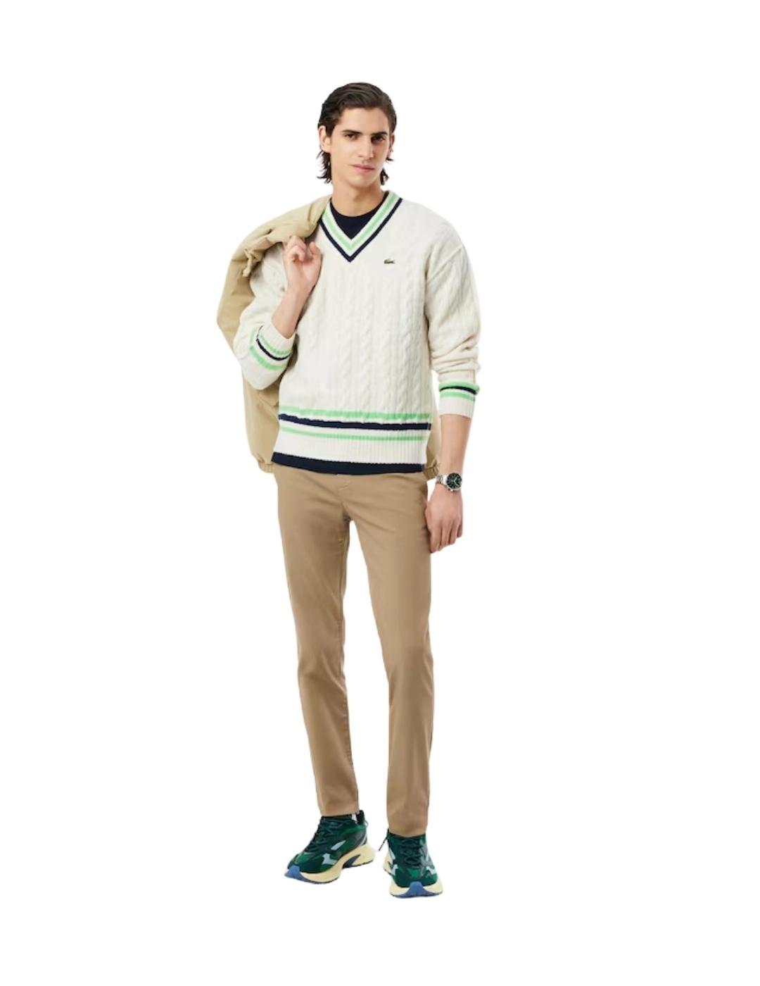 Lacoste Pantalón chino slim fit de algodón Beige