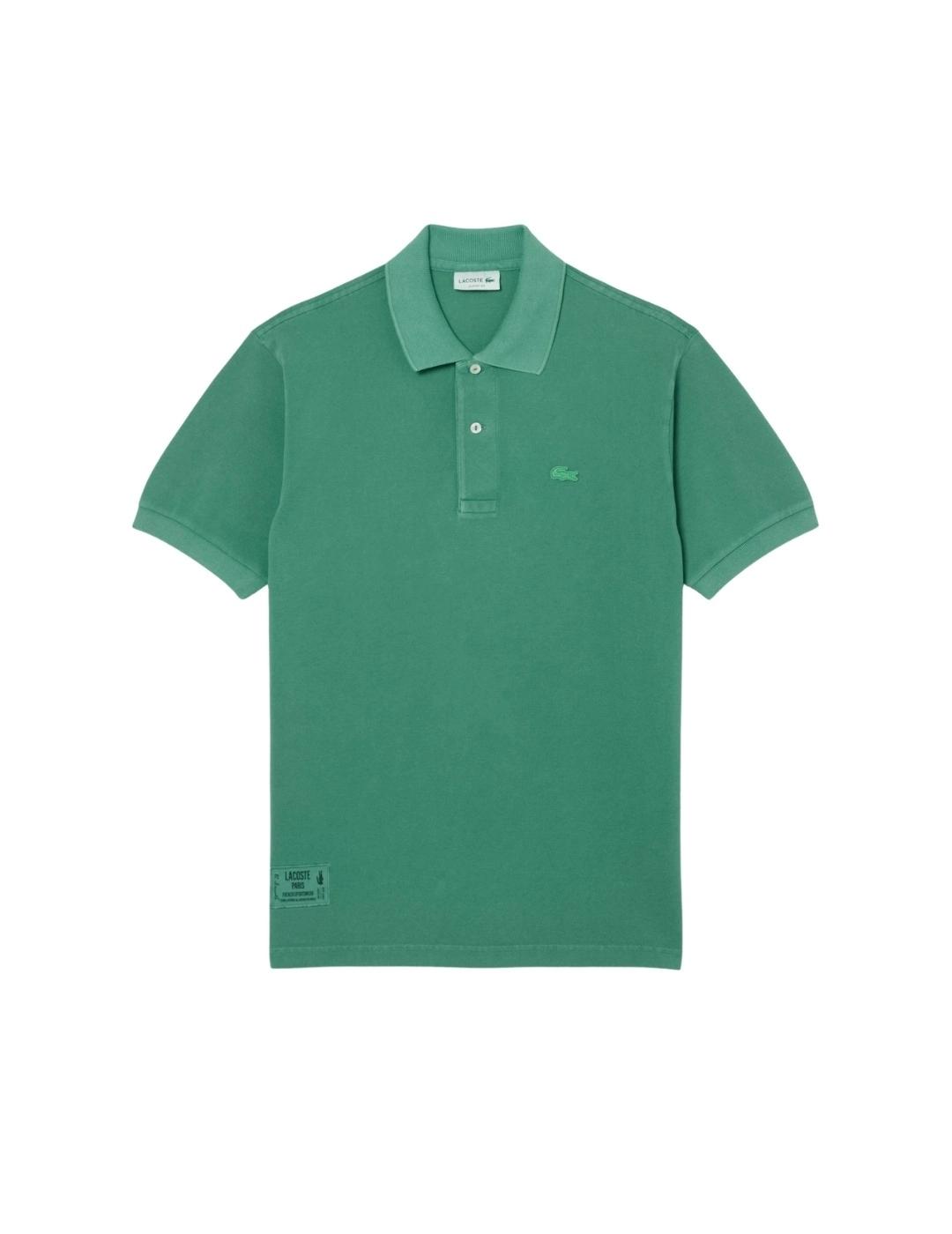 Lacoste Polo Verde de corte clásico efecto lavado