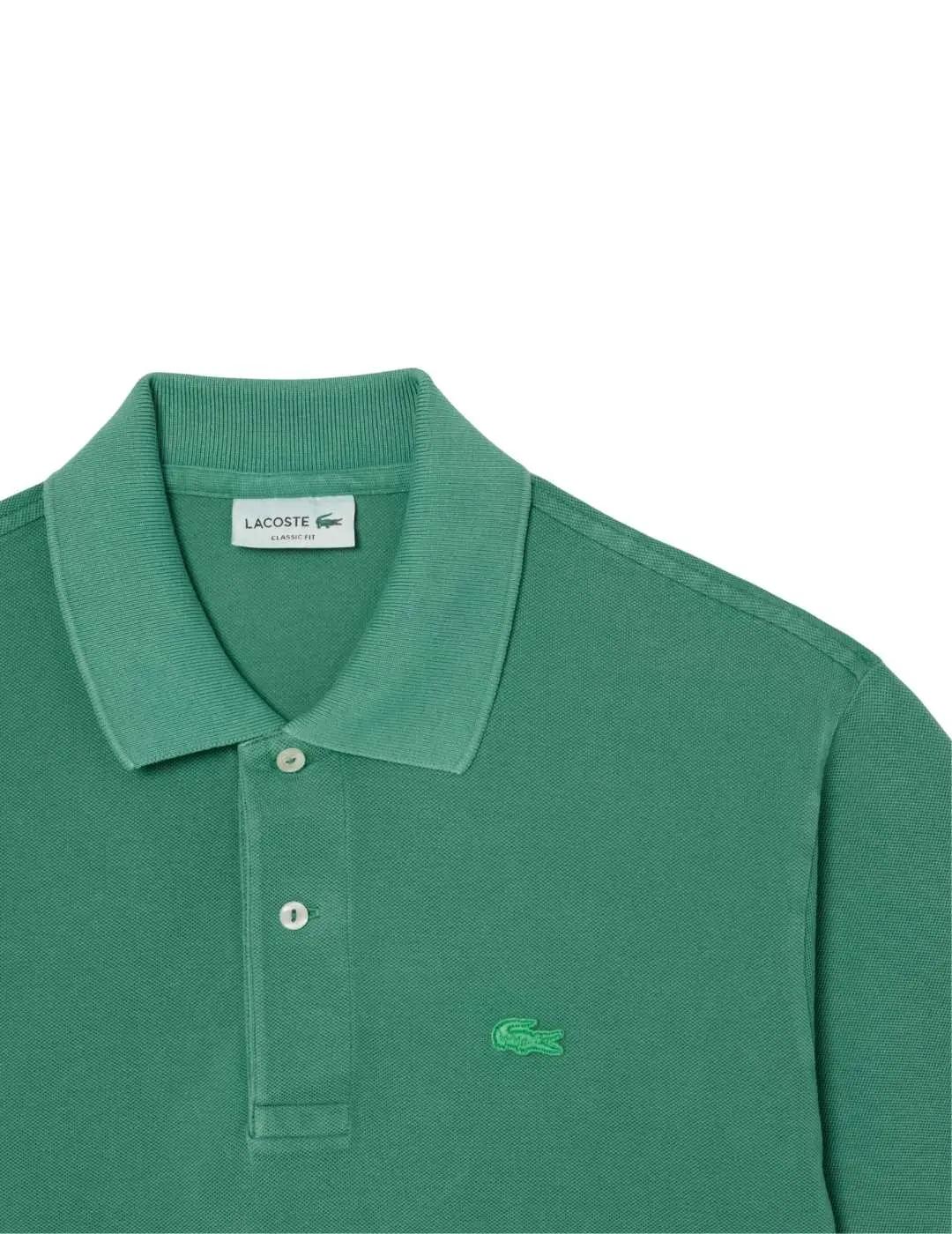Lacoste Polo Verde de corte clásico efecto lavado