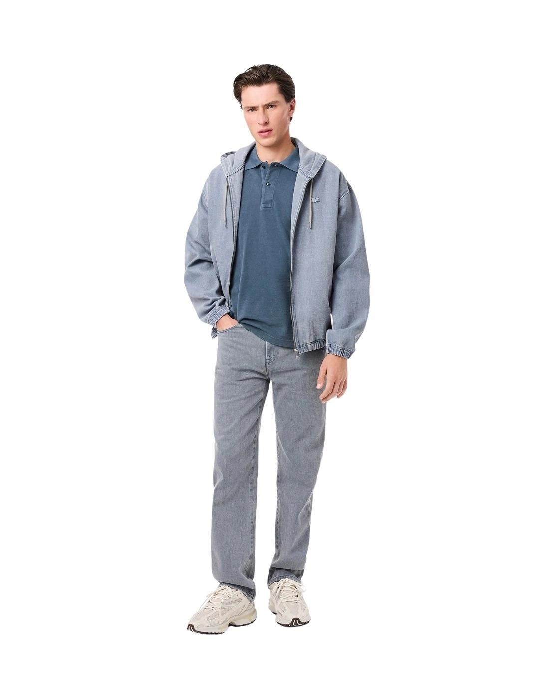 Lacoste Polo Azul de corte clásico efecto lavado