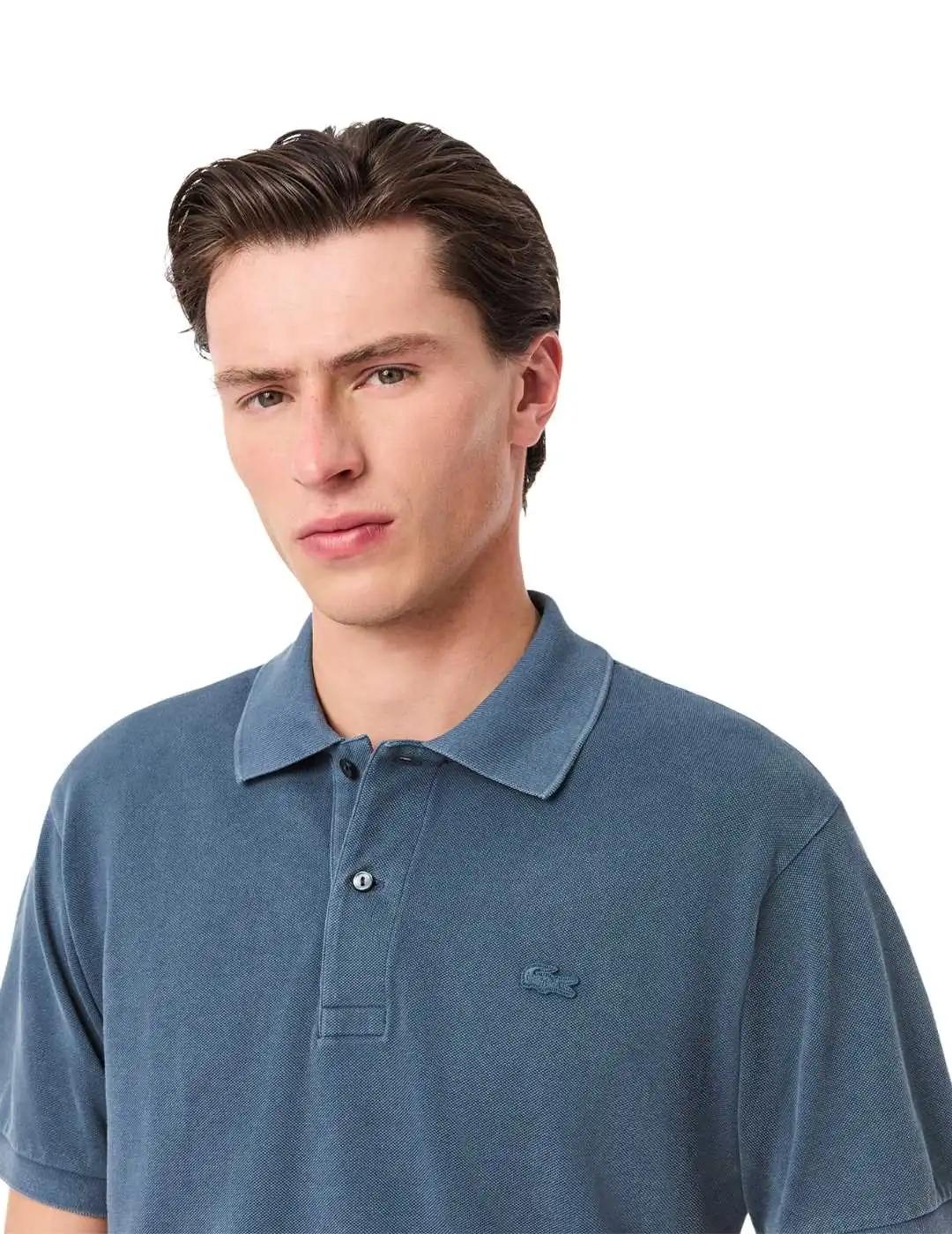 Lacoste Polo Azul de corte clásico efecto lavado
