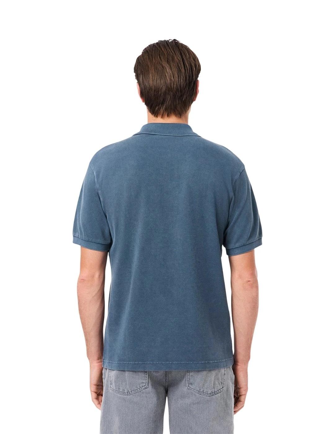 Lacoste Polo Azul de corte clásico efecto lavado