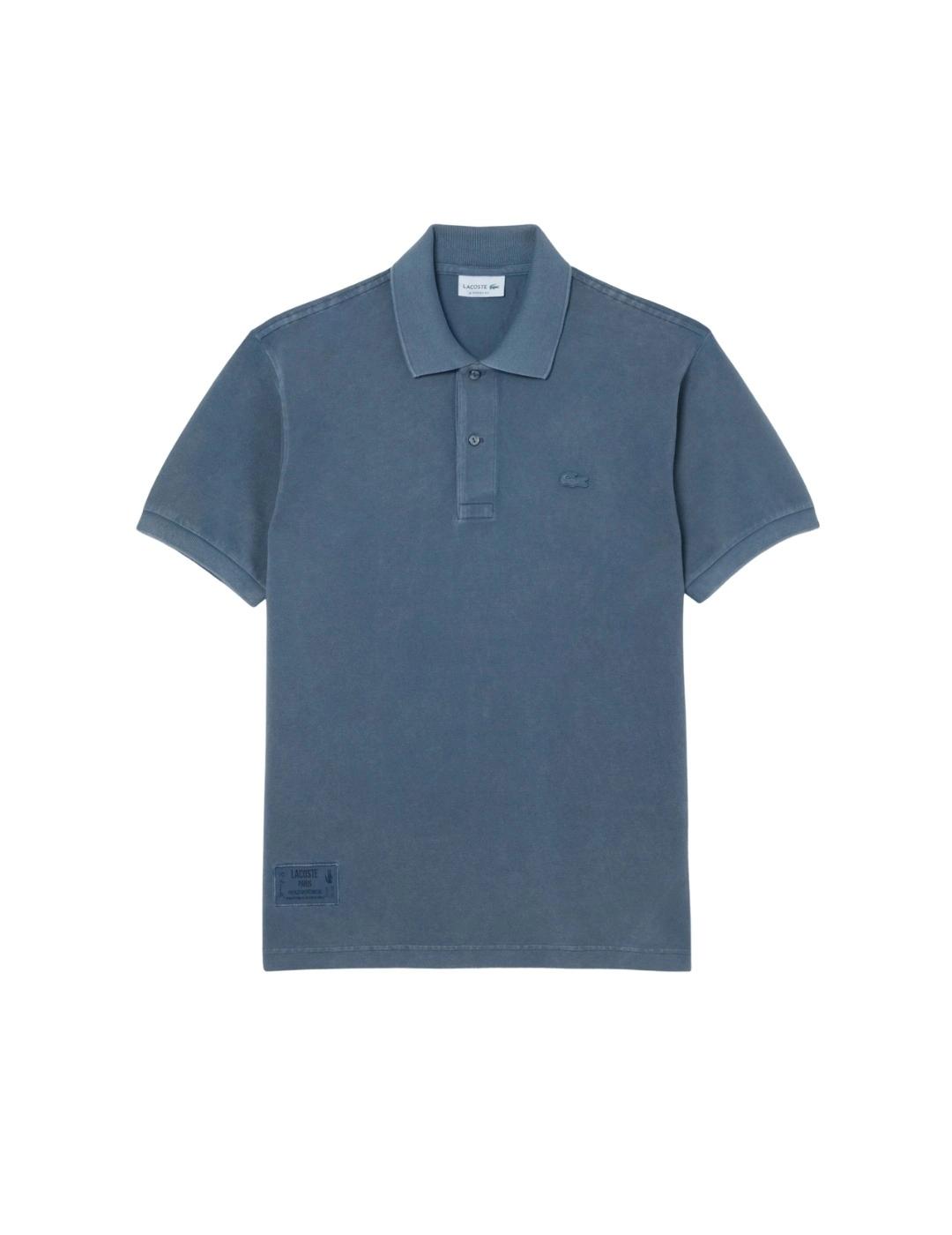 Lacoste Polo Azul de corte clásico efecto lavado