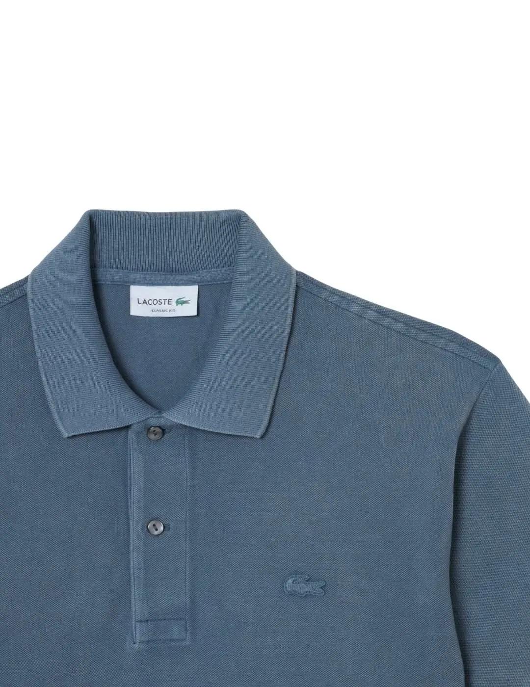 Lacoste Polo Azul de corte clásico efecto lavado
