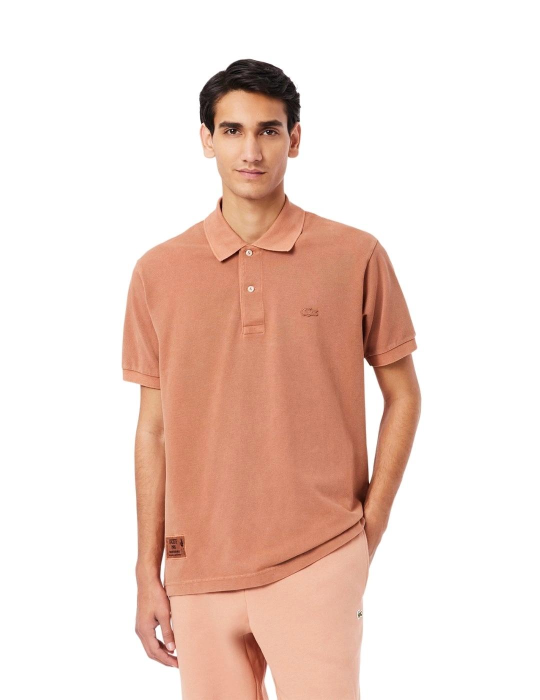 Lacoste Polo Salmón de corte clásico efecto lavado