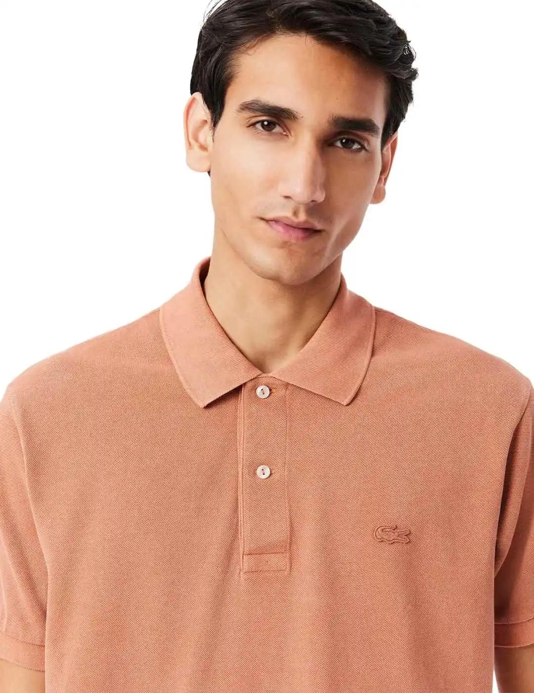 Lacoste Polo Salmón de corte clásico efecto lavado