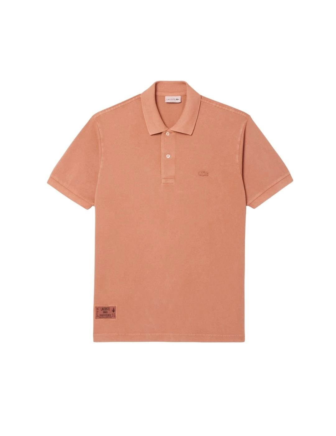 Lacoste Polo Salmón de corte clásico efecto lavado