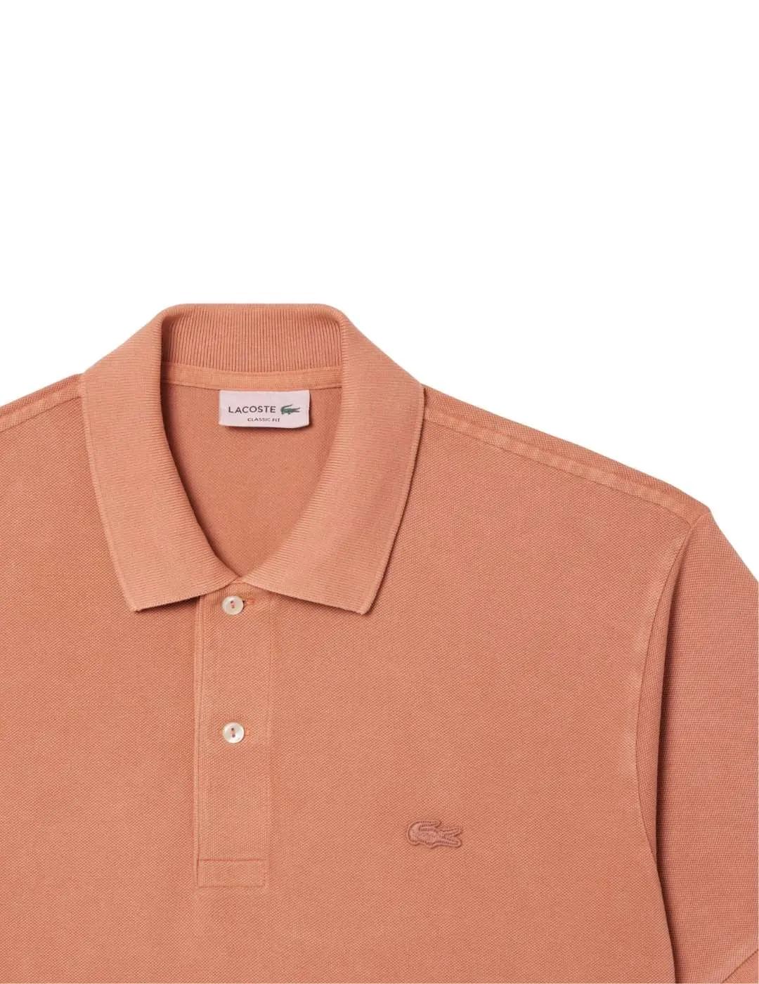 Lacoste Polo Salmón de corte clásico efecto lavado