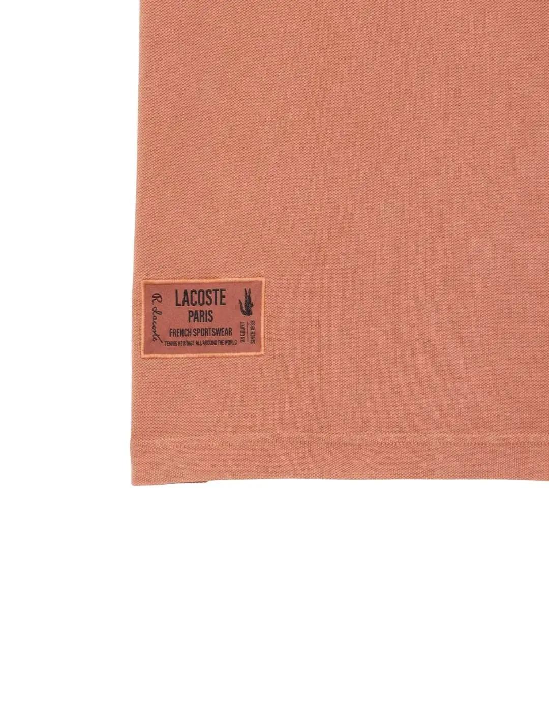 Lacoste Polo Salmón de corte clásico efecto lavado