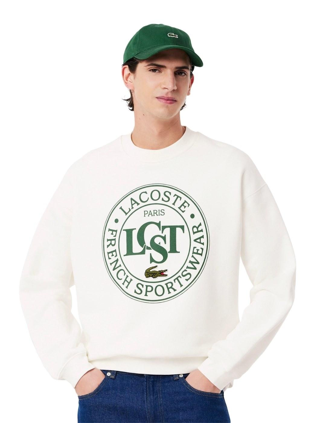 Lacoste Sudadera de felpa corte amplio estampada