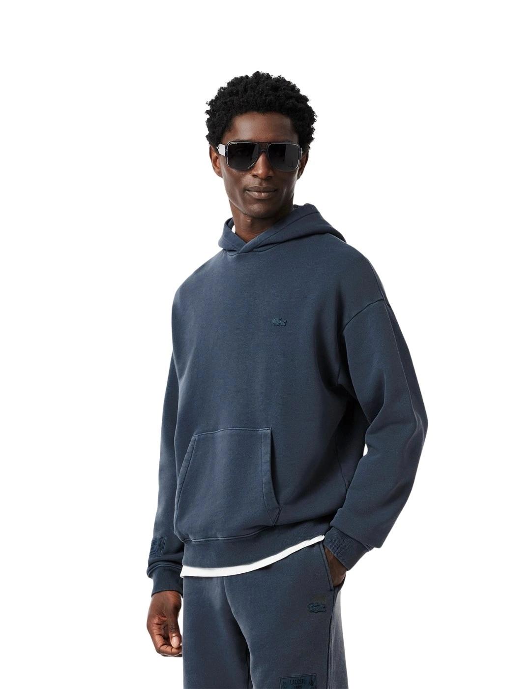 Lacoste Sudadera con capucha efecto lavado Azul