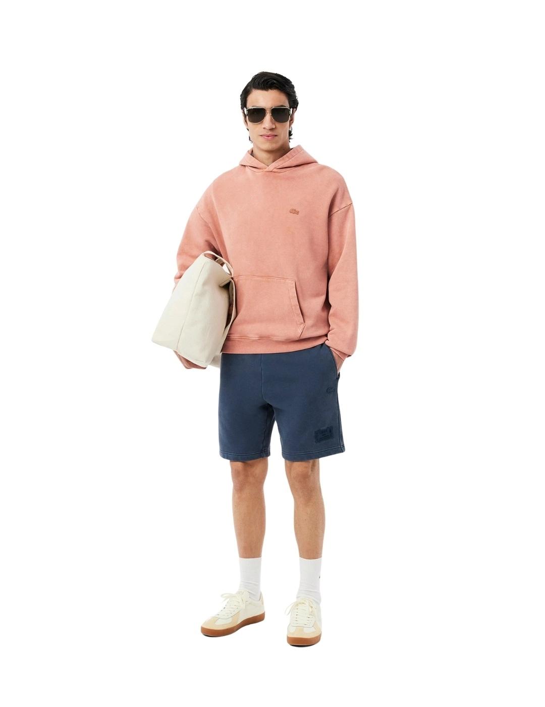 Lacoste Sudadera con capucha efecto lavado Salmón