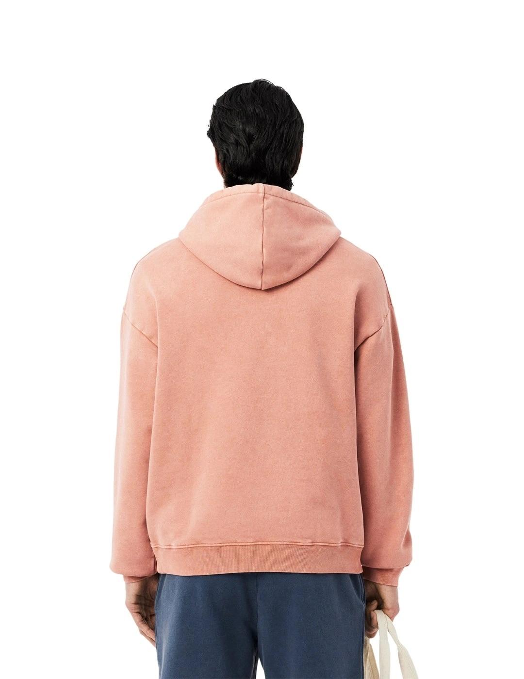 Lacoste Sudadera con capucha efecto lavado Salmón