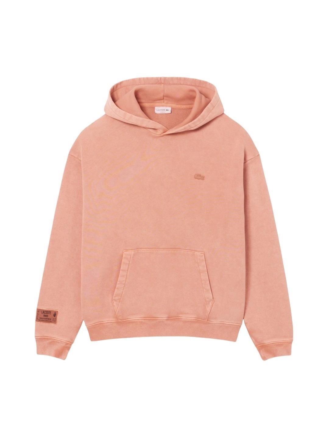 Lacoste Sudadera con capucha efecto lavado Salmón