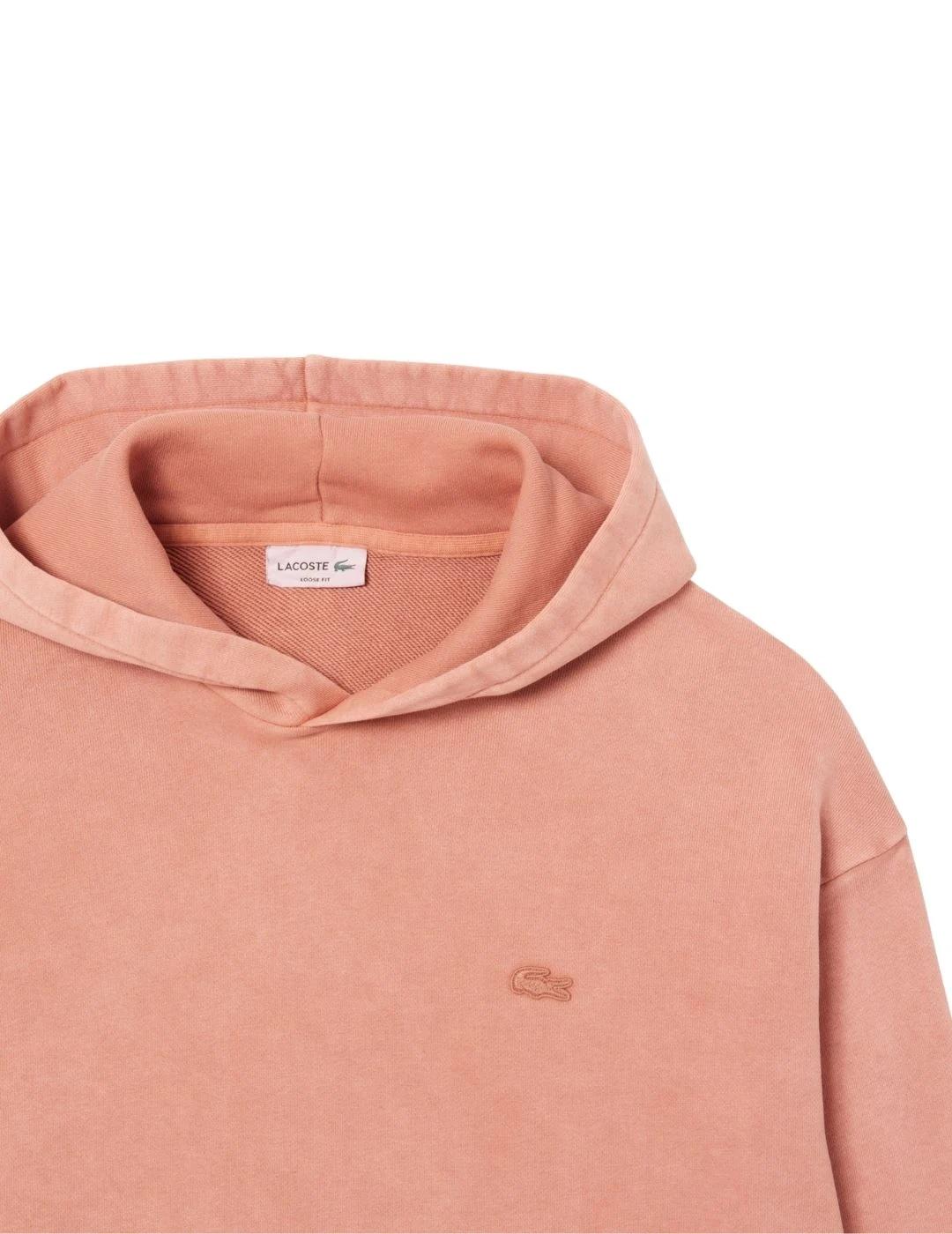 Lacoste Sudadera con capucha efecto lavado Salmón