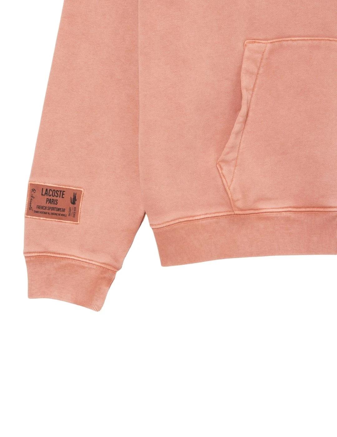 Lacoste Sudadera con capucha efecto lavado Salmón